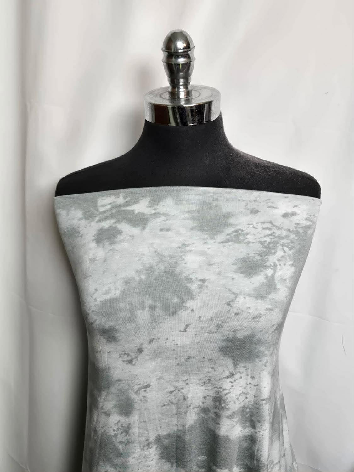 Grey Tie Dye - Rayon/Spandex - 2 Yard Cut