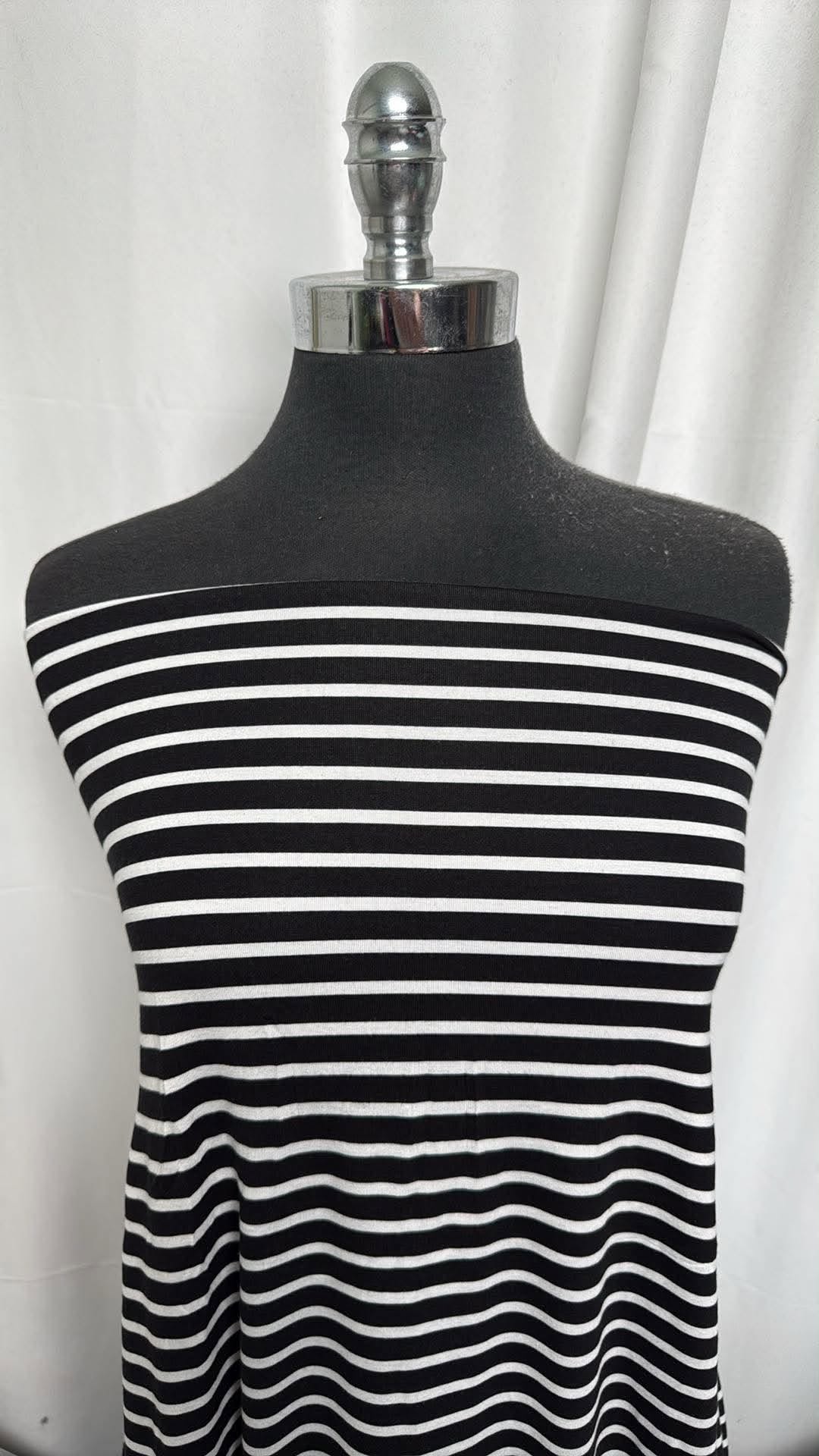 Black/White Stripe - Rayon/Spandex - 2 Yard Cut