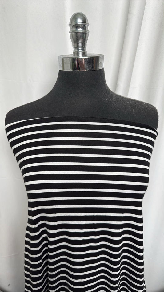 Black/White Stripe - Rayon/Spandex - 2 Yard Cut