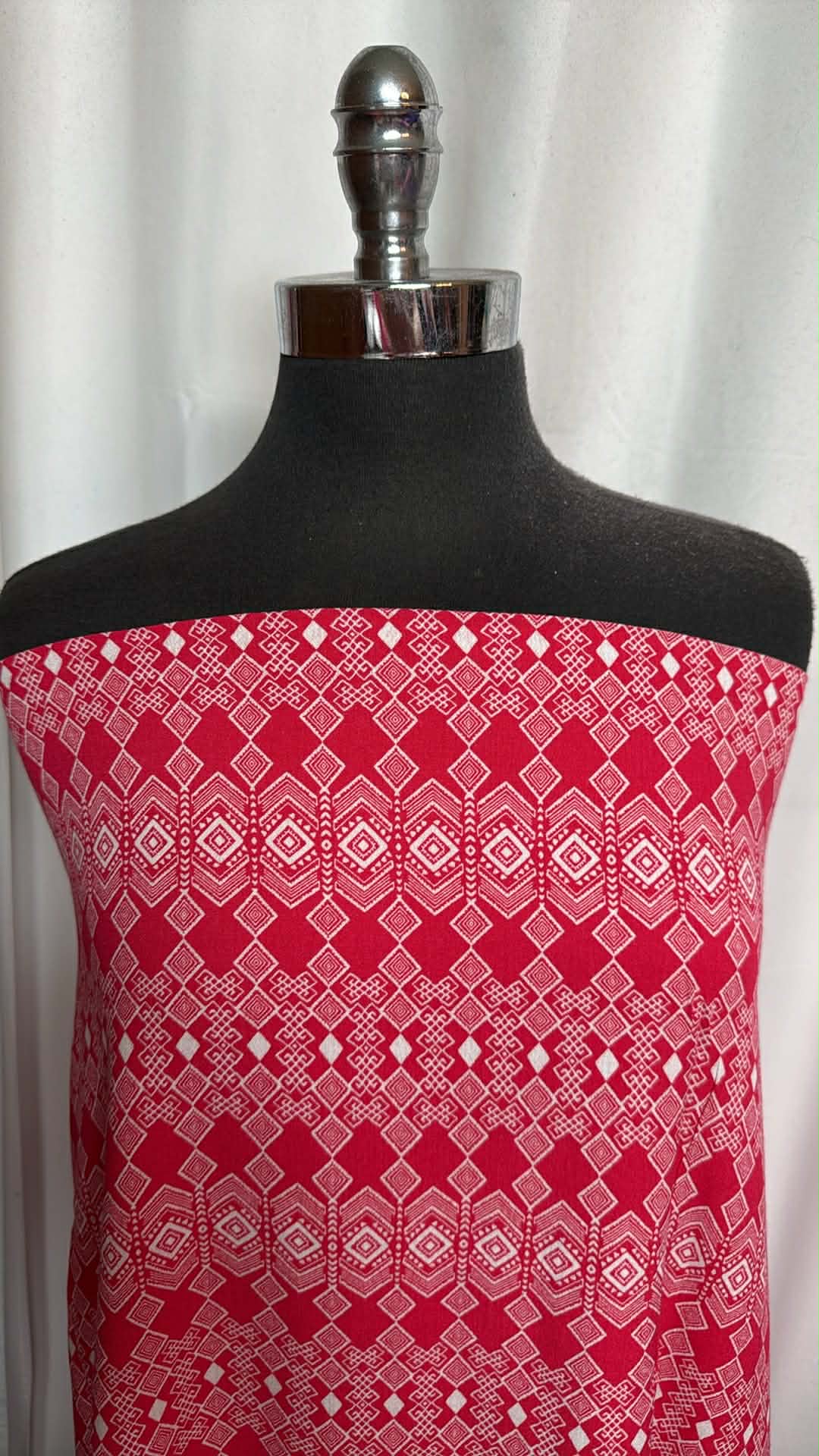 Red Geo- Rayon Woven - 2 Yard Cut