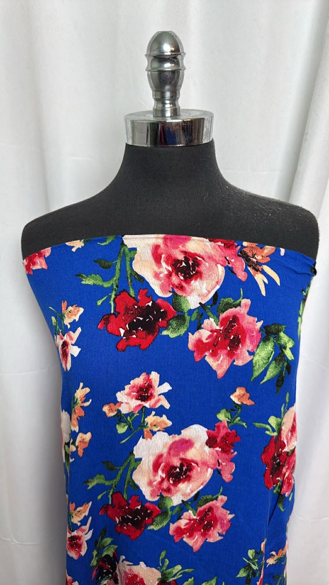 Blue Floral - Rayon Woven - 2 Yard Cut