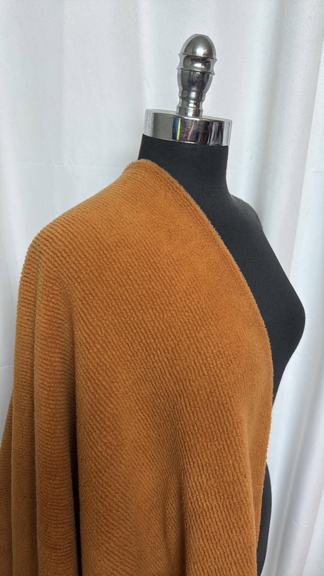 Golden Brown - Poly/Spandex Rib Fleece - 2 Yard Cut