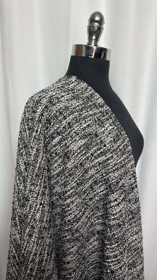 Ivory/Black - Cotton-Blend Double Knit - 2 Yard Cut
