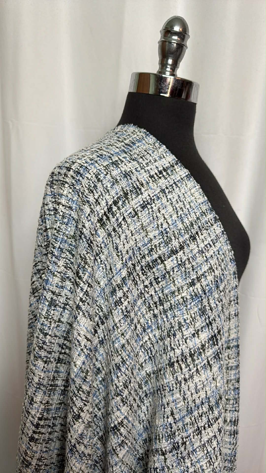 Ivory/Blue/Green - Cotton-Blend Double Knit - 2 Yard Cut