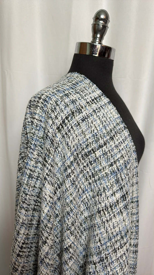 Ivory/Blue/Green - Cotton-Blend Double Knit - 2 Yard Cut