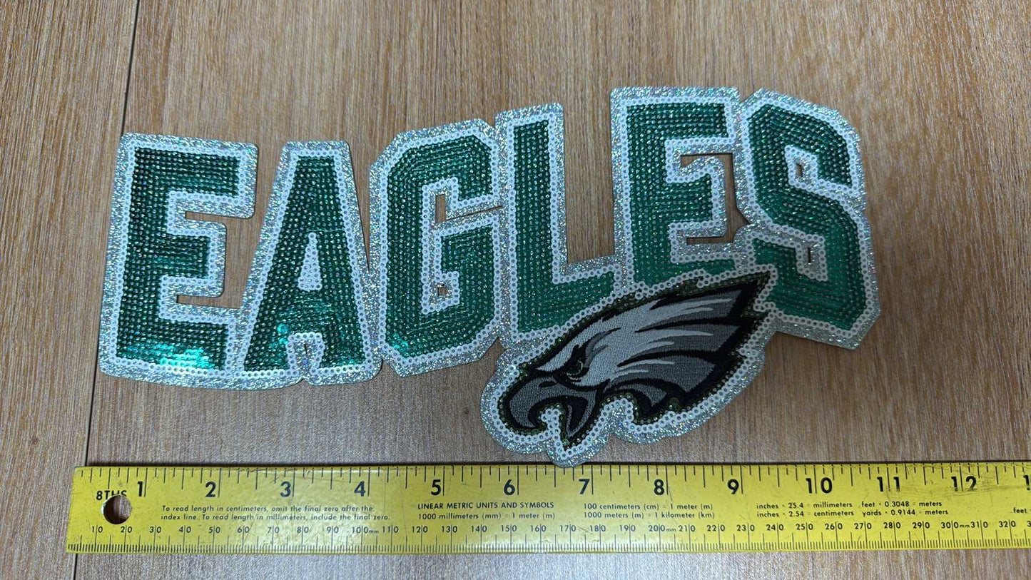 Eagles Sequin/Embroidery - IRON-ON Patch - Sold Individually