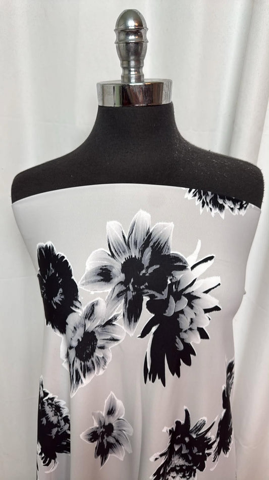 Silver Floral - Yoga Performance - 2 Yard Cut
