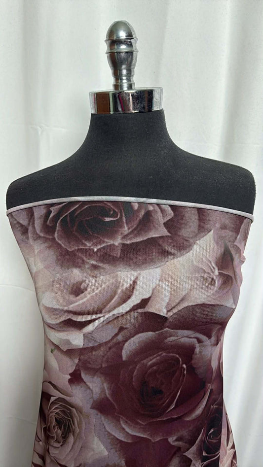 Roses - Stretch Mesh - 2 Yard Cut
