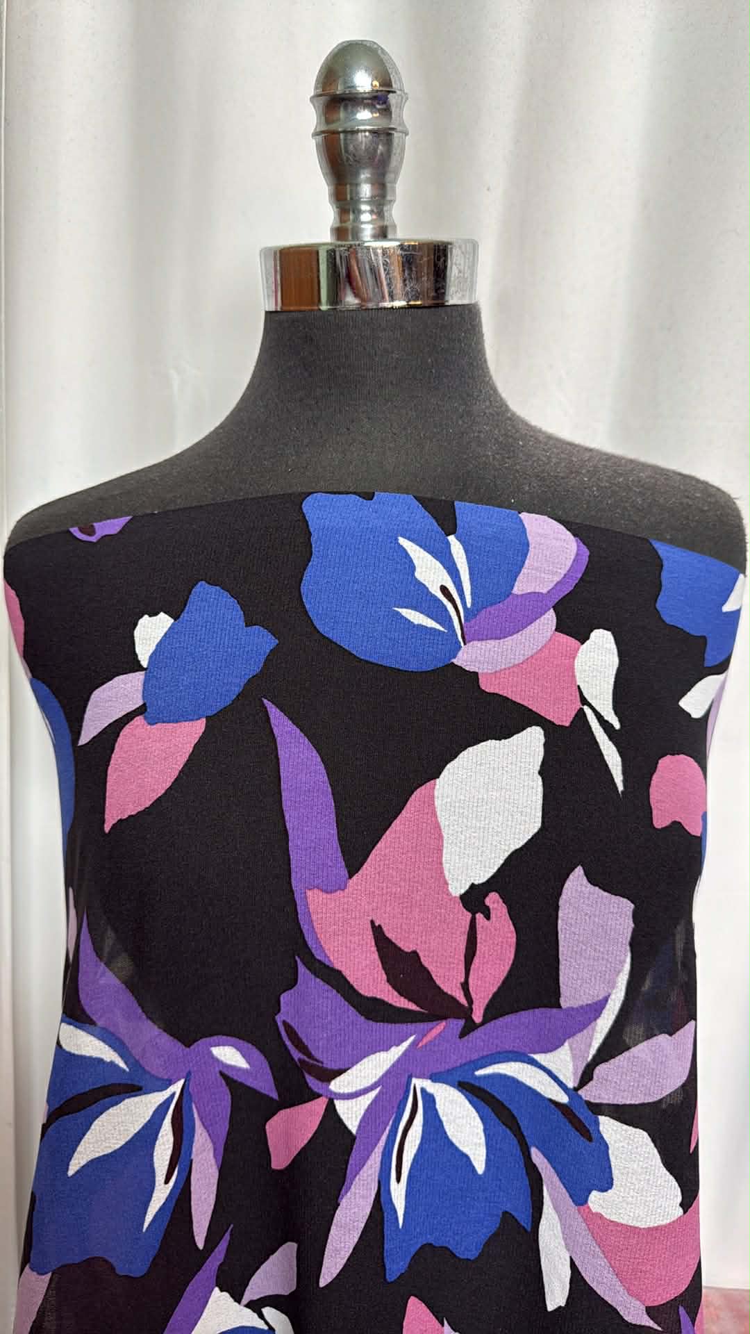 Blue/Purple/Pink Floral - Stretch Mesh - 2 Yard Cut