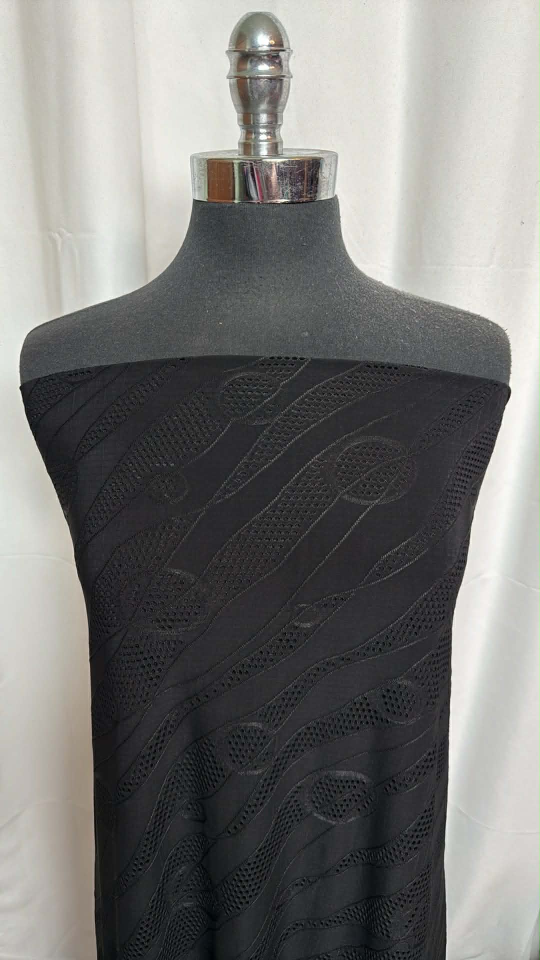 Textured Black - ITY MESH - 2 Yard Cut
