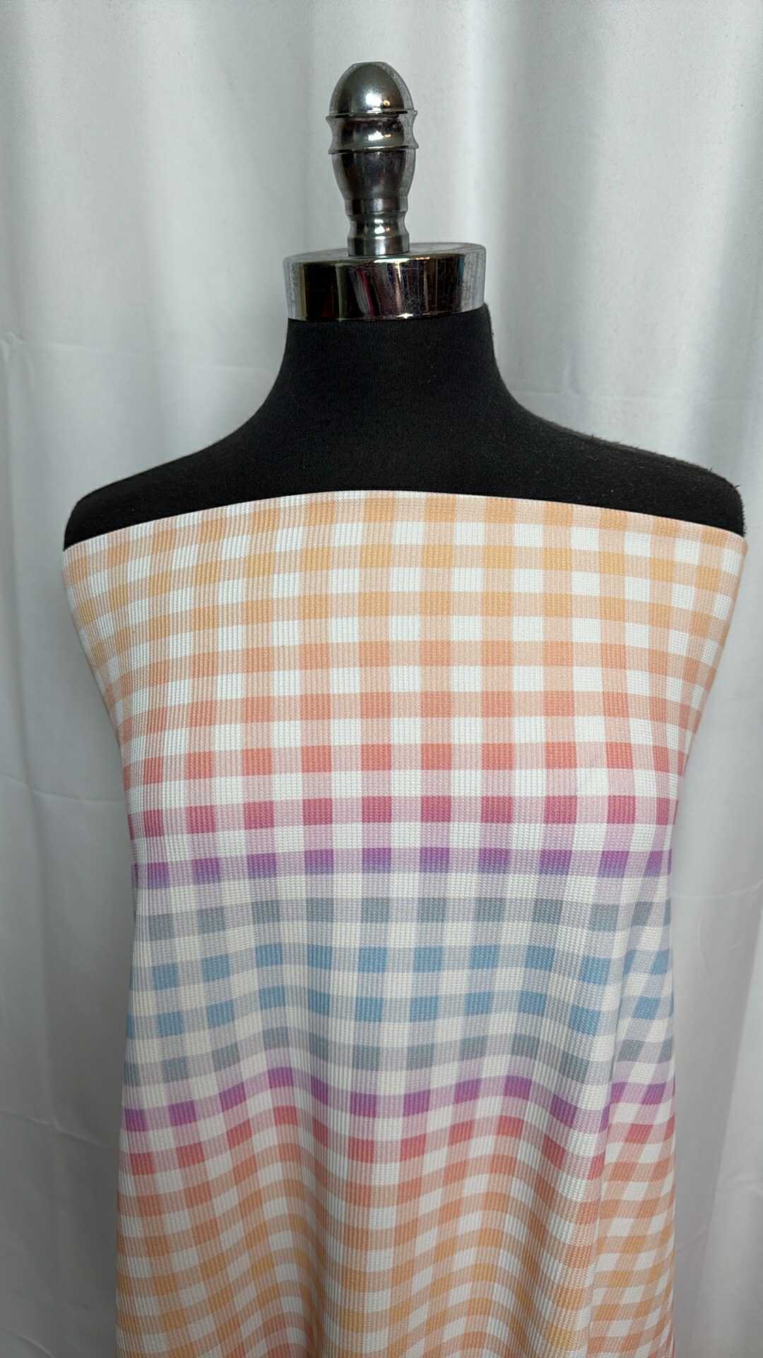 Pastel Check - Textured Nylon/Spandex (Suitable for Swim) -  2 Yard Cut