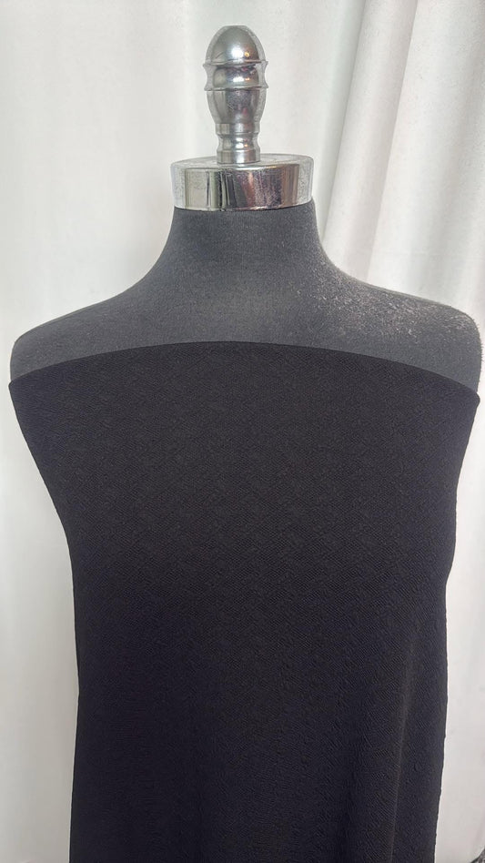 Black Textured - Poly/Spandex Double Knit - 2 Yard Cut