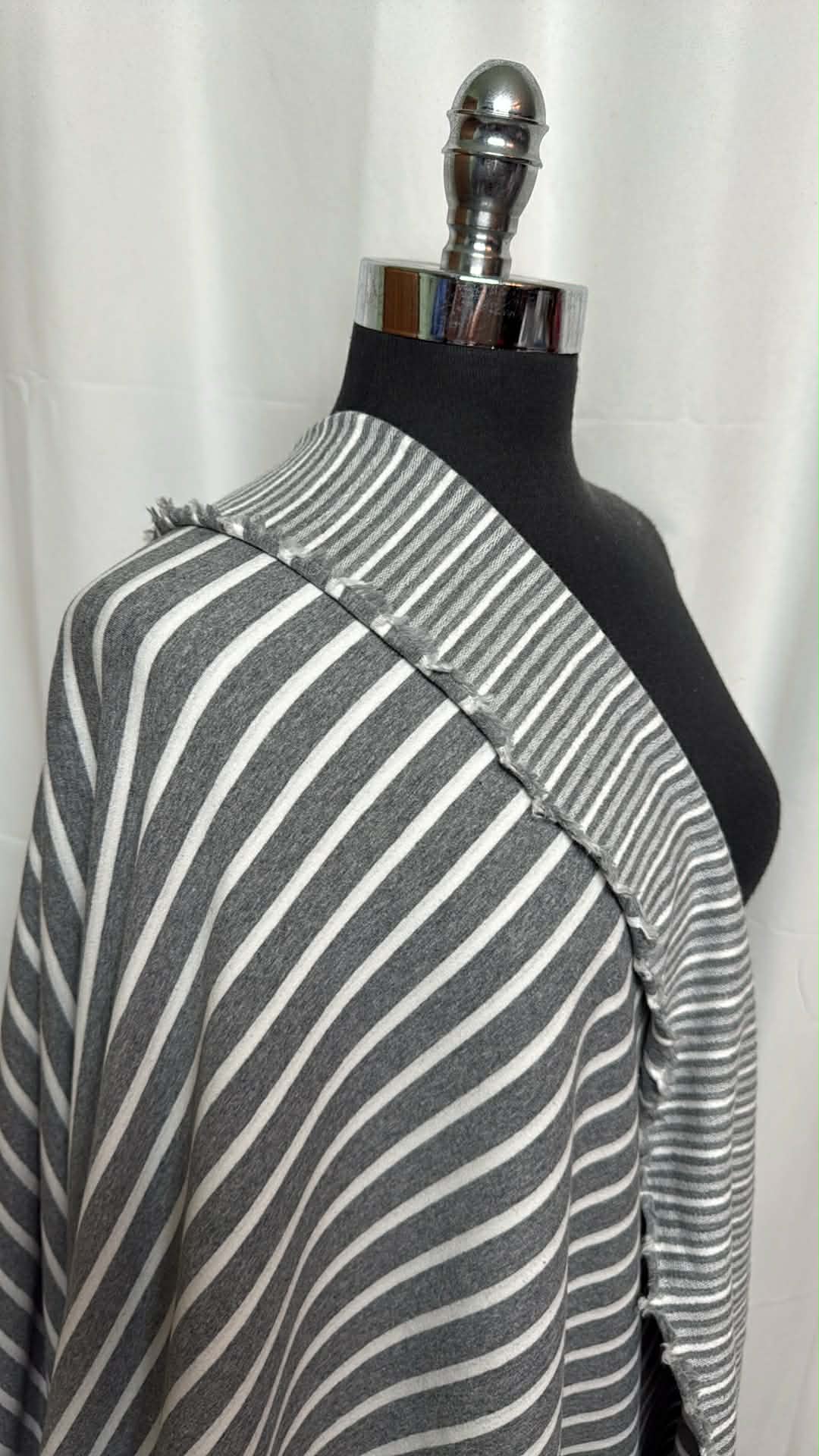 Grey Stripe - 2-Faced Cotton/Spandex French Terry - 2 Yard Cut