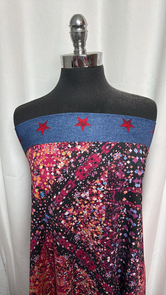 2-Faced Abstract/Star - Nylon/Spandex Swim- 2 Yard Cut