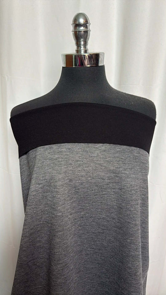 Black/Grey - 2-Faced Ponte - 2 Yard Cut