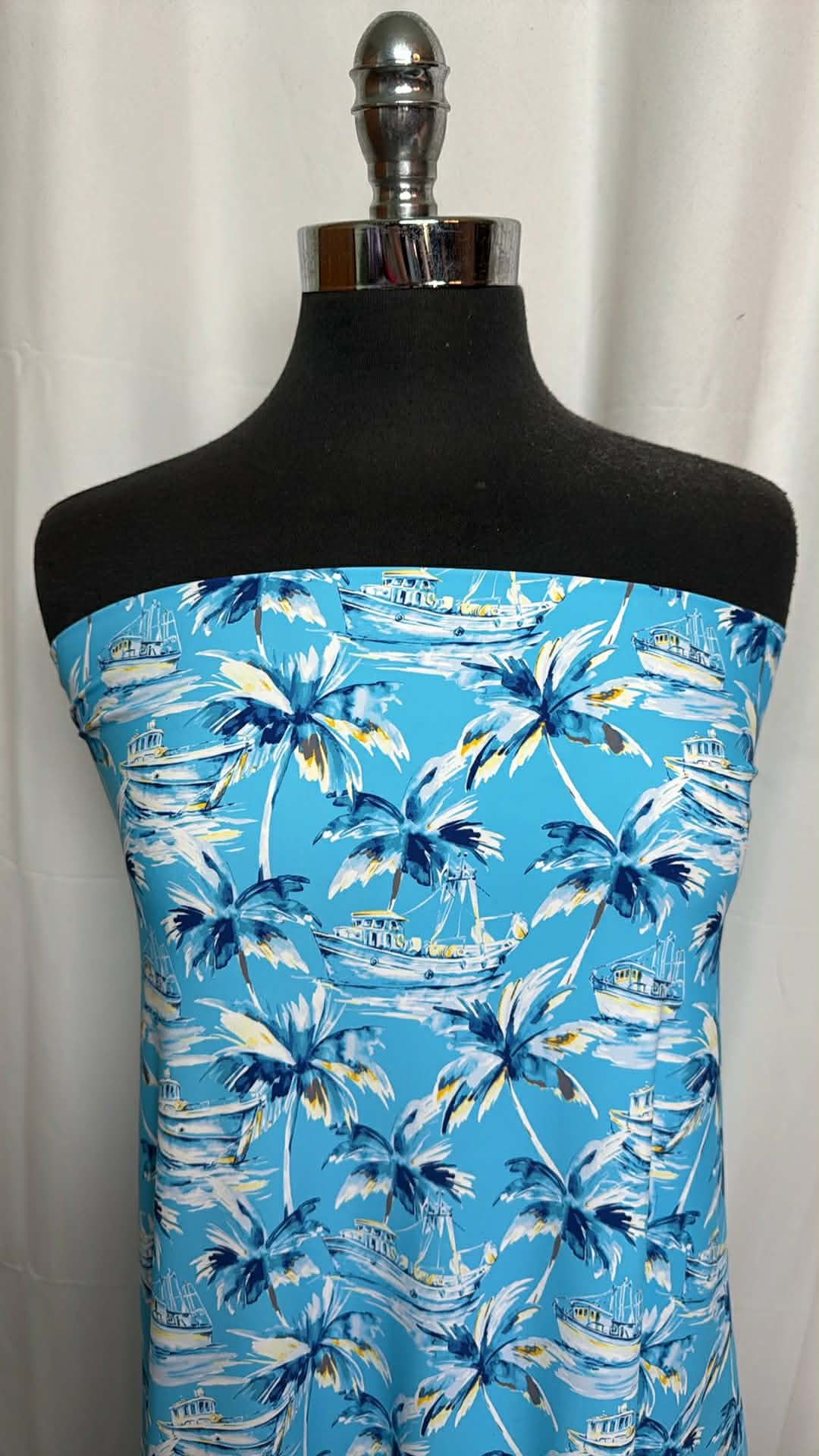 Blue Tropical - Nylon/Spandex Swim - By the Yard