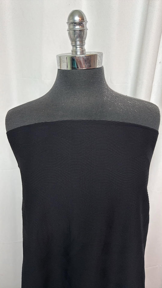 Black Textured Waves - Nylon/Spandex Swim- 2 Yard Cut