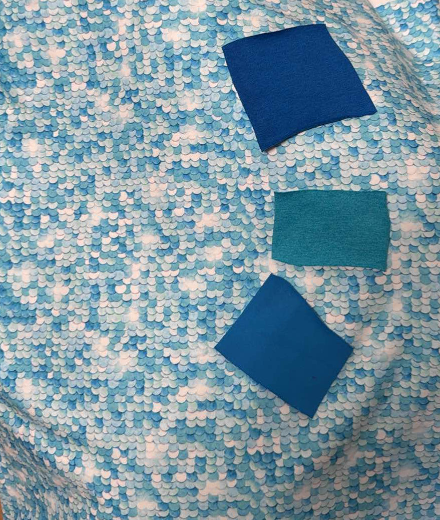 Blue Scales - Poly/Spandex Single Brushed Performance - 1 Yard Cut
