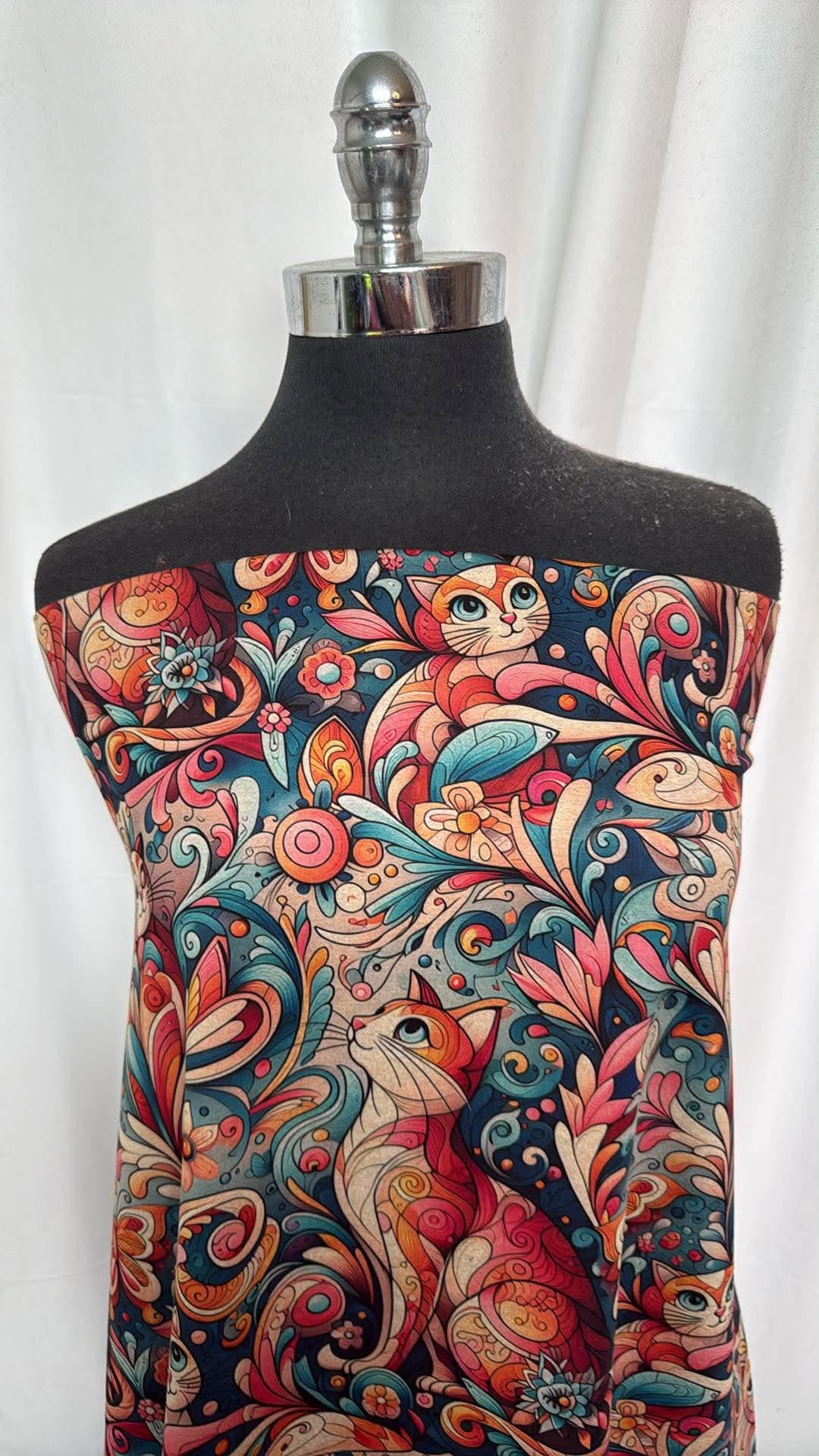 Whimsical Feline (*Custom) - Peached Performance - 2 Yard Cut
