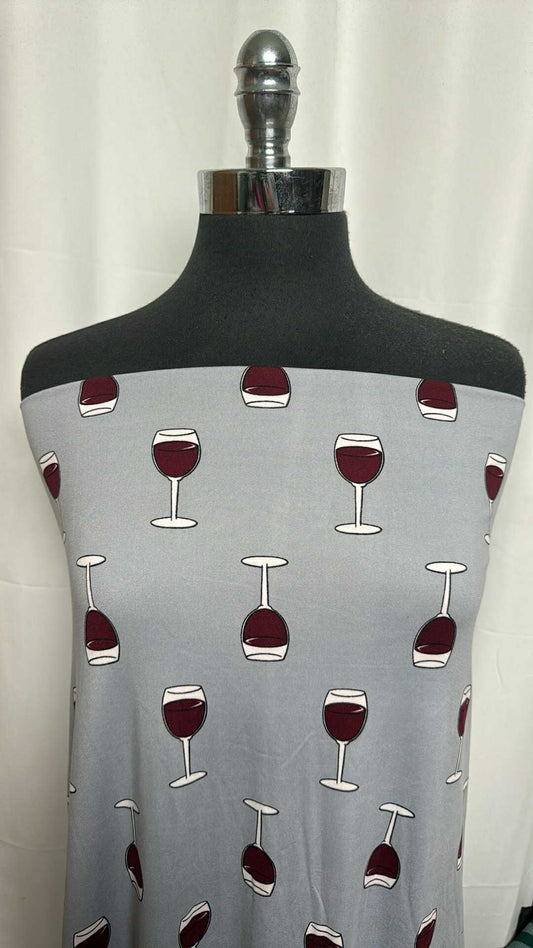 Wine Glass - Double Brushed Poly Spandex - 2 Yard Cut
