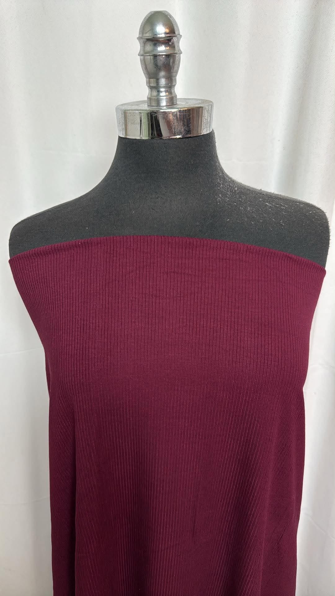Wine - Heavy Cotton/Spandex Rib Knit - 2 Yard Cut