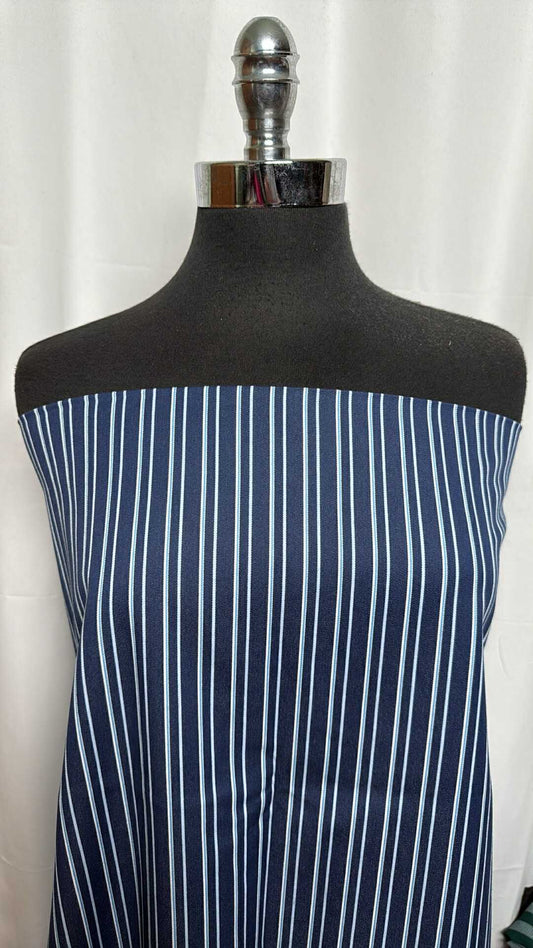 Blue Vertical Stripe - Yarn-Dyed Cotton Woven - 3 Yard Cut