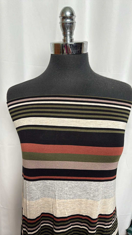 Variegated Stripes - Yarn-Dyed Rayon/Spandex - 2 Yard Cut