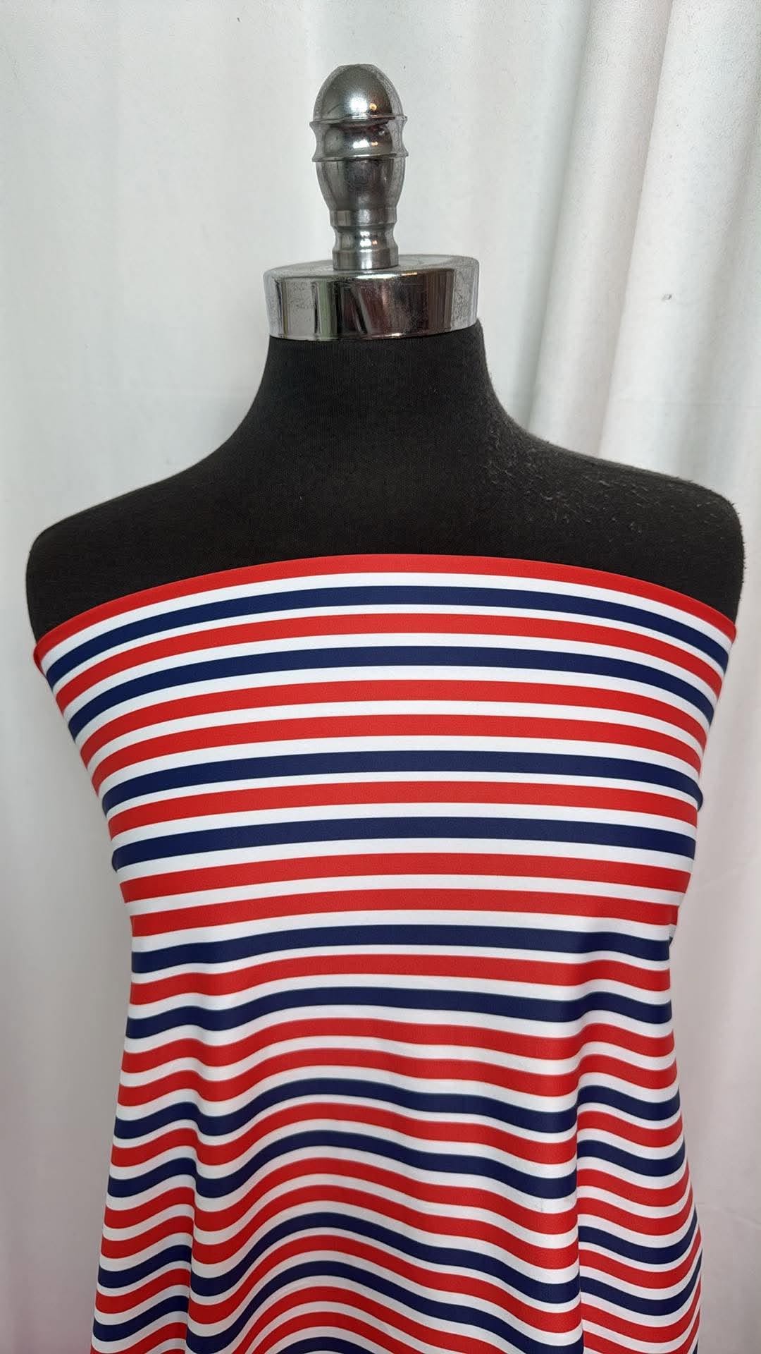 Red/White/Blue Stripe - Yoga Performance - 2 Yard Cut