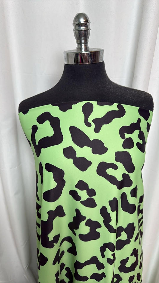 Neon Green Leopard - Yoga Performance - 2 Yard Cut
