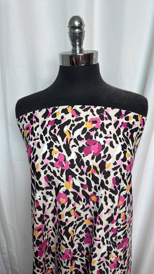 Pink/Yellow Animal Print - Yoga Performance - 2 Yard Cut
