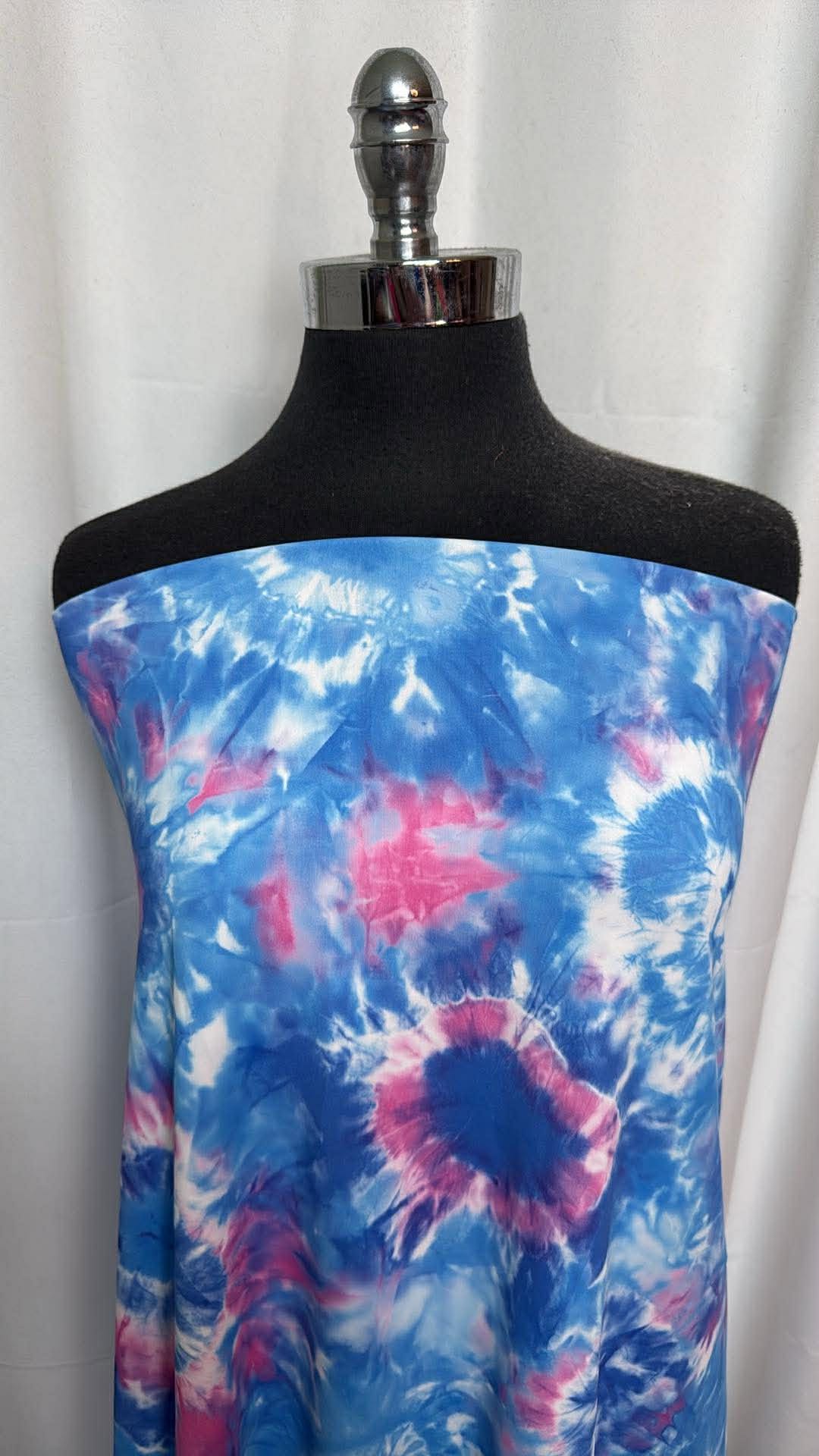 Blue/Pink Tie Dye - Yoga Performance - 2 Yard Cut