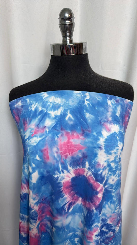 Blue/Pink Tie Dye - Yoga Performance - 2 Yard Cut