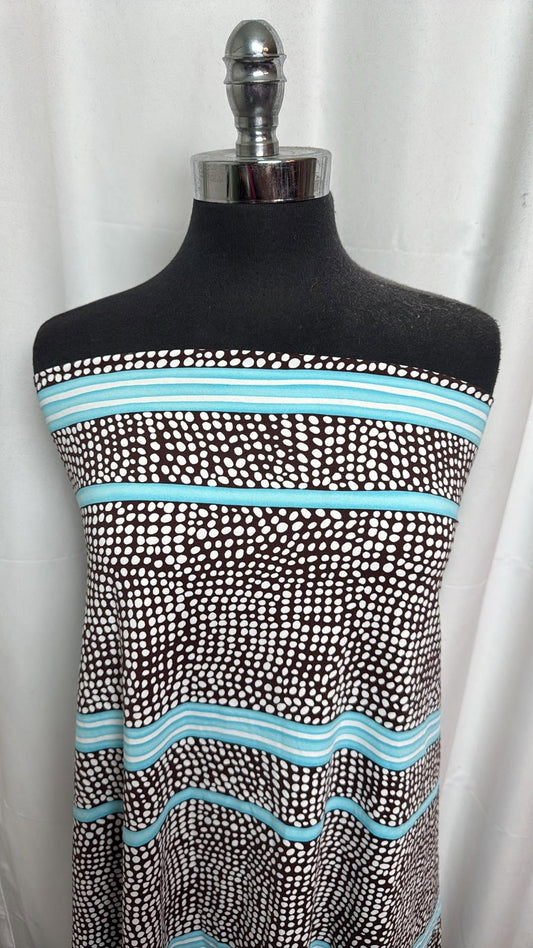 Aqua/Brown Circle/Stripe - Yoga Performance - 2 Yard Cut