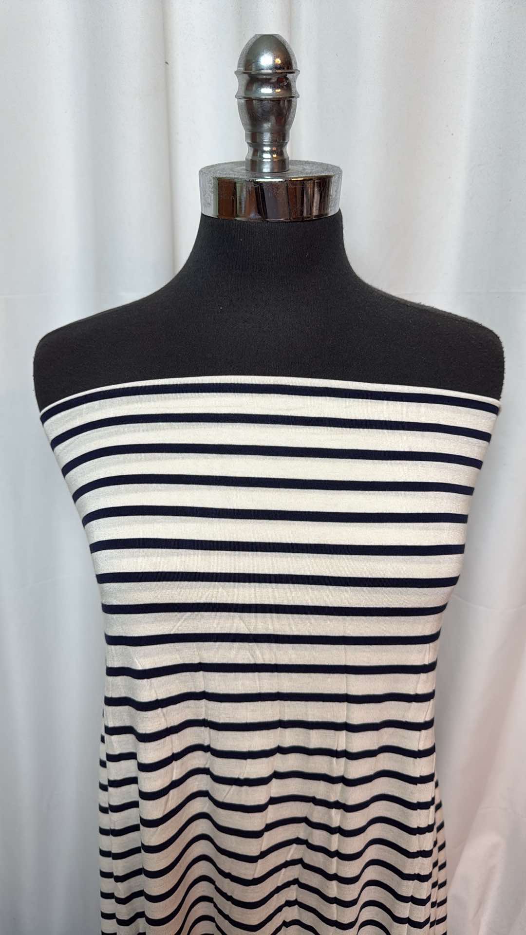 Navy/Ivory Stripe - Bamboo Spandex - 2 Yard Cut