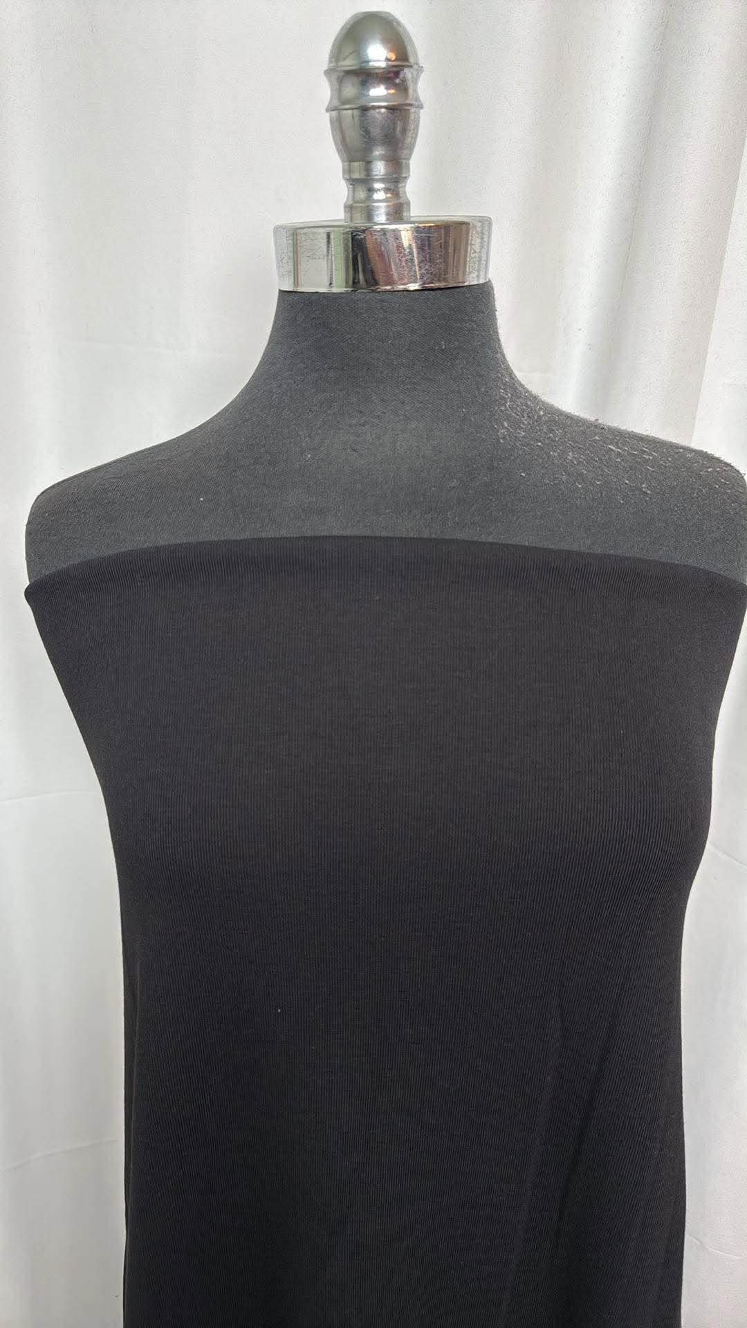 Black - Heavy Cotton/Spandex 1x1 Rib Knit - 2 Yard Cut