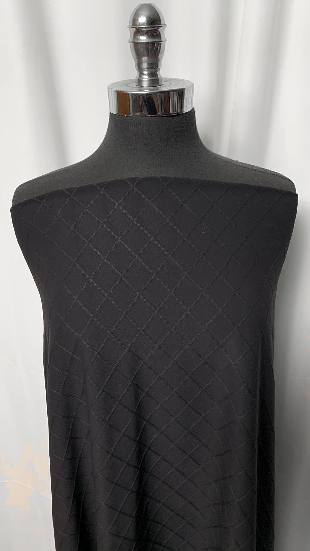 Black Faux Quilted- Supplex Nylon Spandex - By the Yard