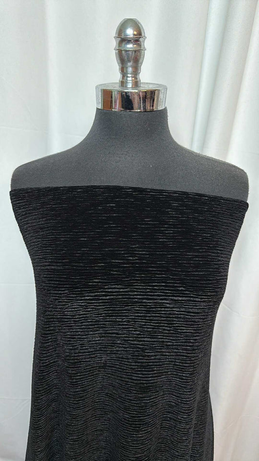 Black - Crinkle Stretch Velvet - 2 Yard Cut