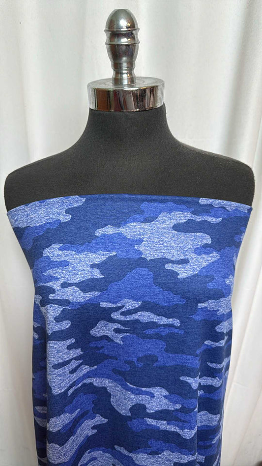 Camo on Heathered Royal - Peached Performance - 2 Yard Cut