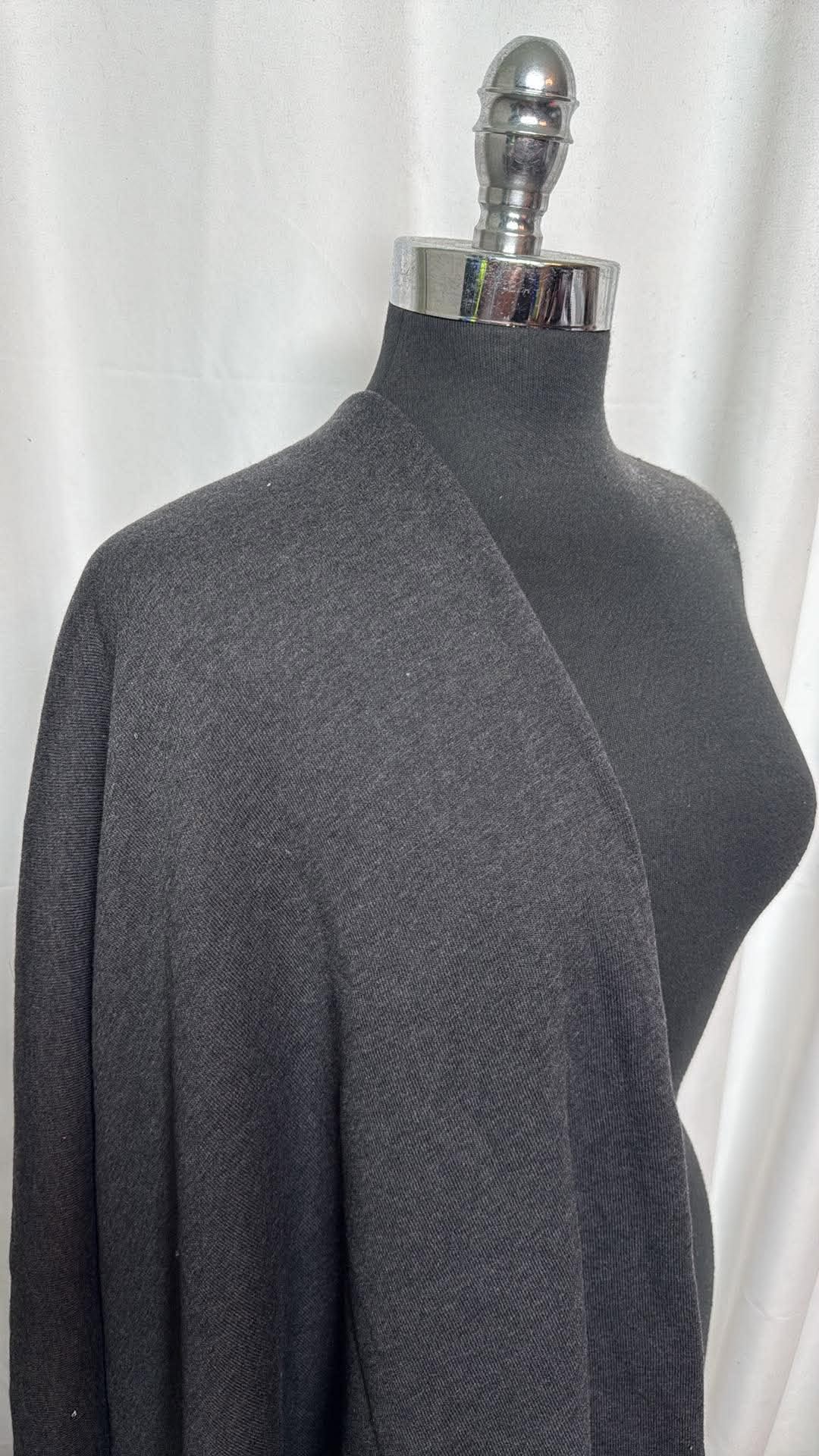 Charcoal Heather - Brushed Sweatshirt Fleece - 1 Yard Cut