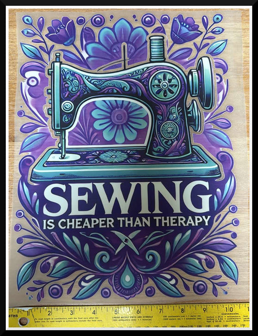 Sewing Therapy - Iron On Decal - Sold Individually