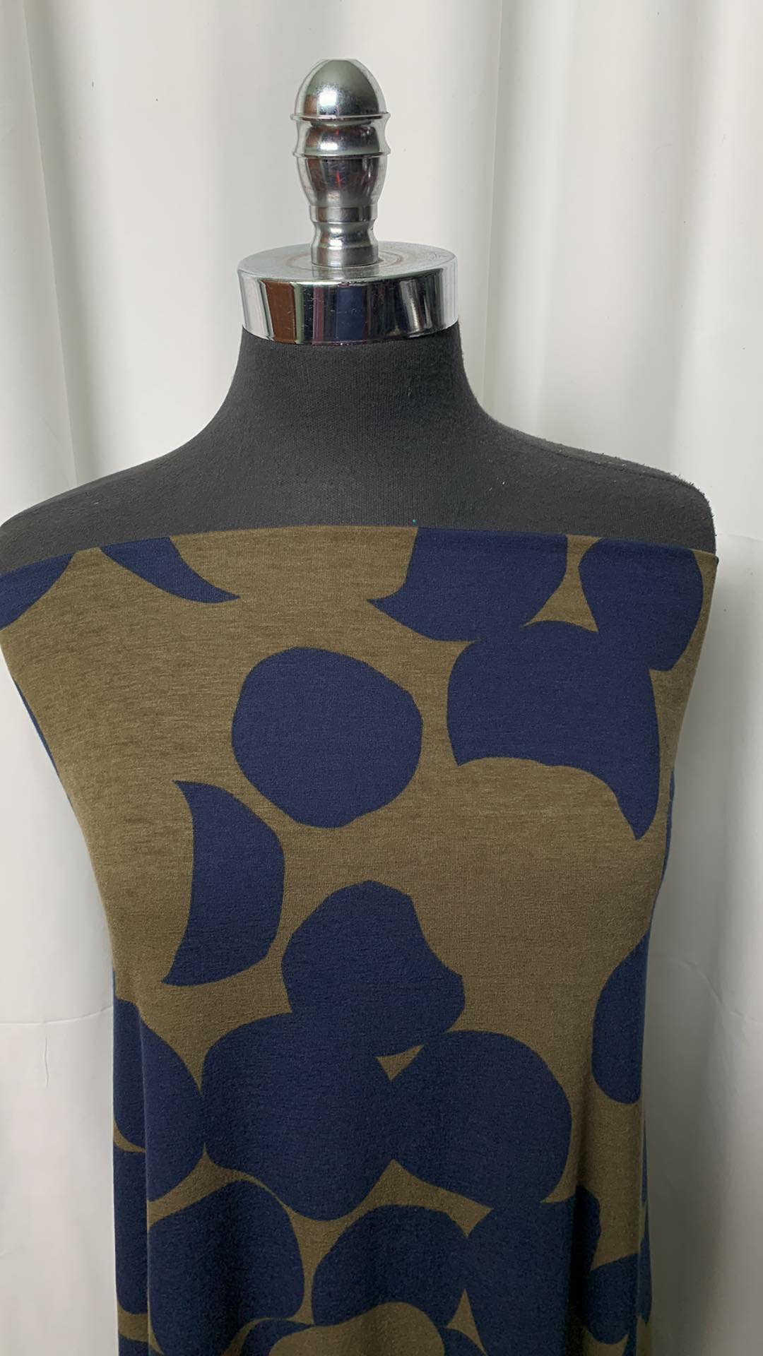 Olive/Navy Circles - Bamboo/Cotton/Spandex - By the Yard