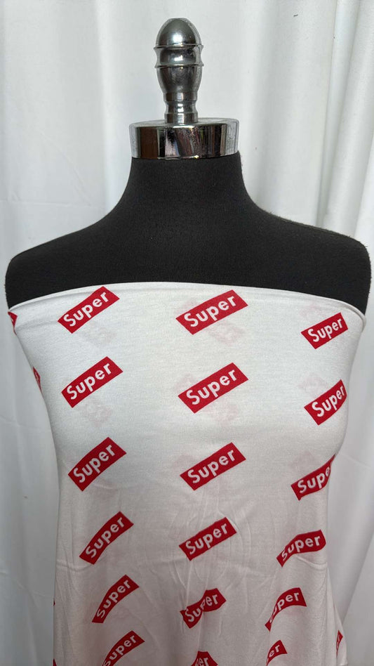 White/Red Super - Pima Cotton Jersey - 2 Yard Cut