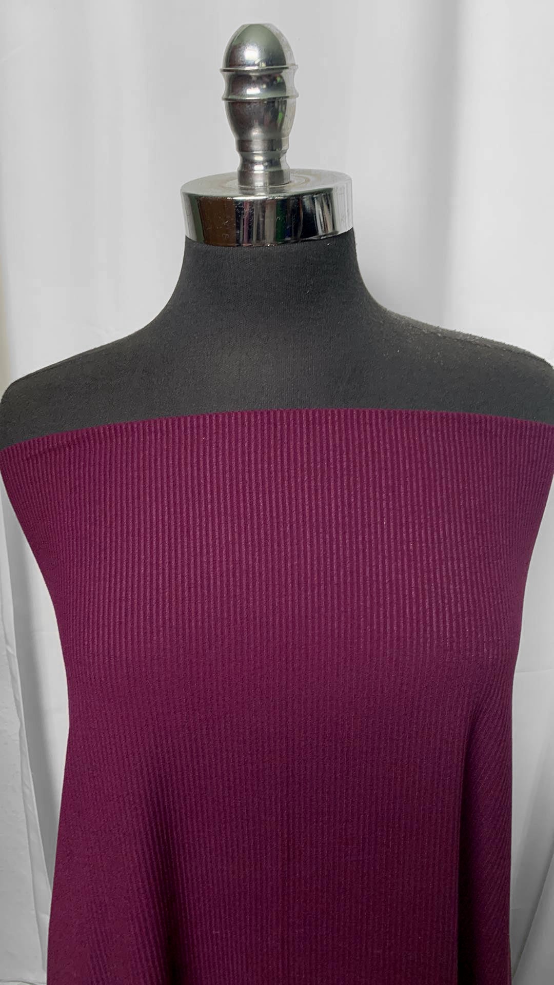 Plum - Cotton/Spandex Rib Knit - By the Yard