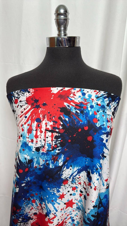 Star-Spangled Splatter - Poly/Spandex Single Brushed Performance - 2 Yard Cut