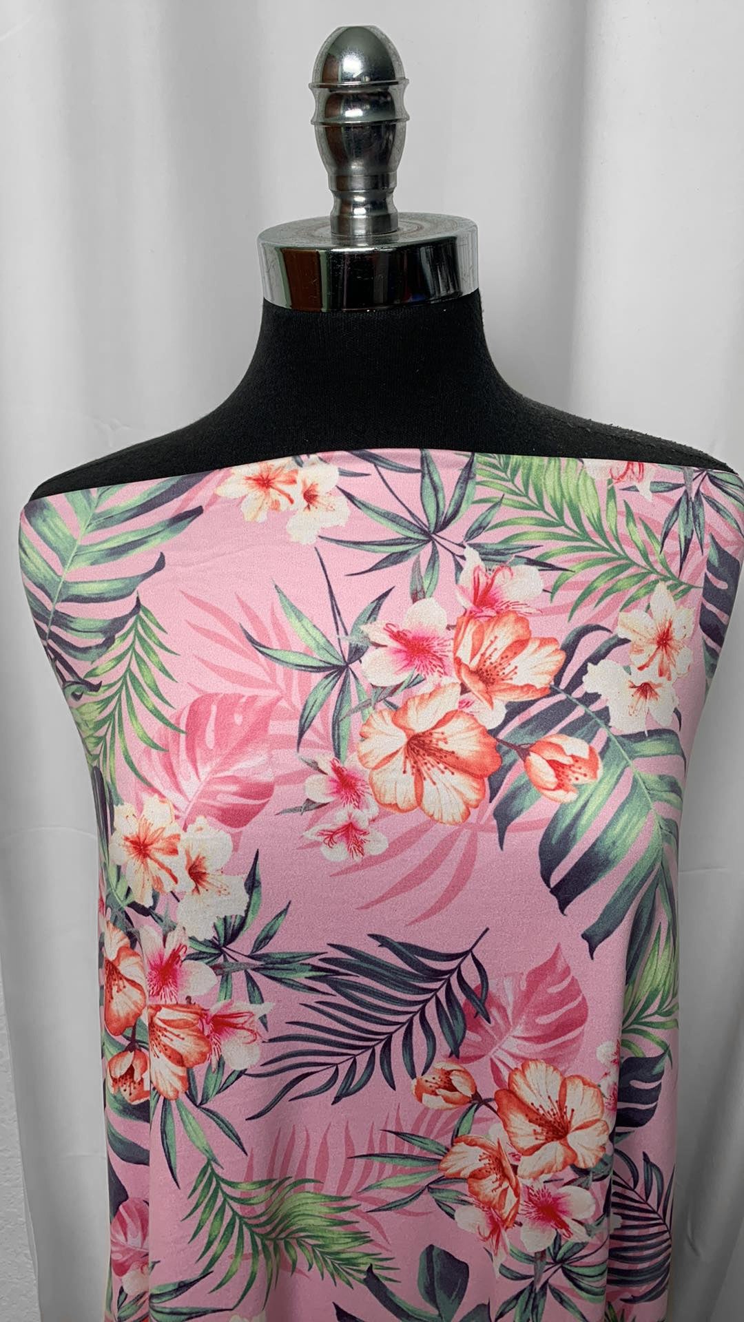 Pink Tropical - Double Brushed Poly Spandex - 2 Yard Cut