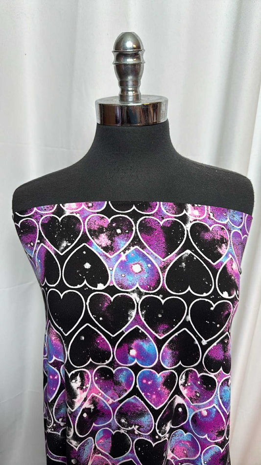 Galactic Hearts - Double Brushed Poly Spandex - 2 Yard Cut