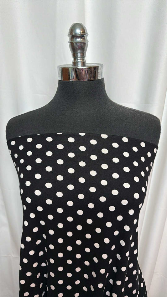 Black/White Polka Dot - Double Brushed Poly Spandex - 2 Yard Cut