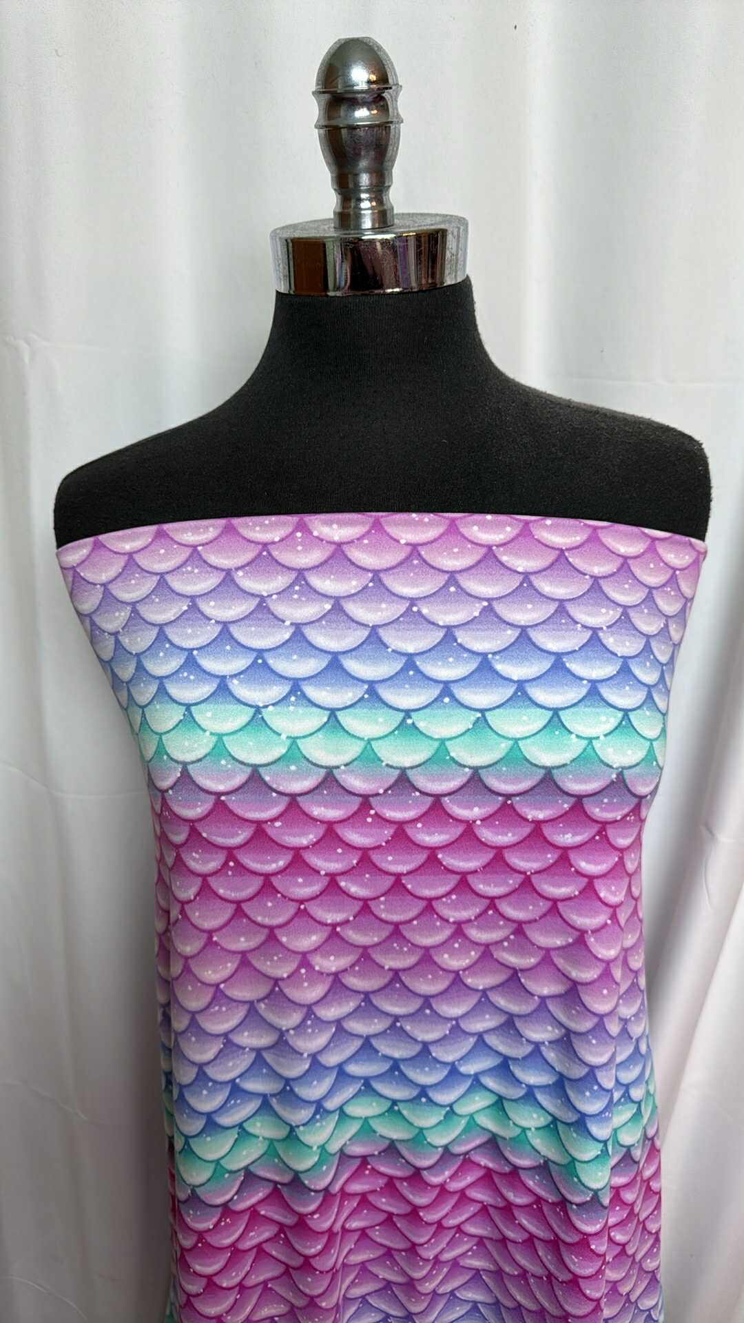 Purple/Blue/Mint Scales - Double Brushed Poly Spandex - 2 Yard Cut
