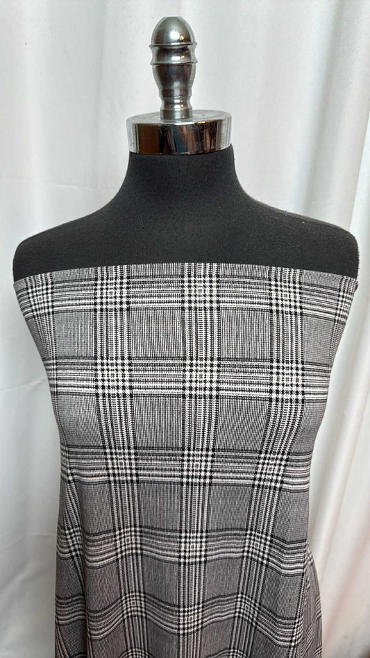 Grey Plaid - Double Brushed Poly Spandex - 2 Yard Cut