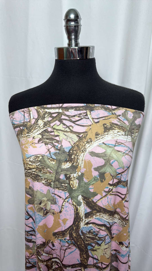 Pink Tree Camo - Double Brushed Poly Spandex - 2 Yard Cut